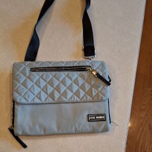 Steve Madden Gray and Black Quilted Messenger Bag